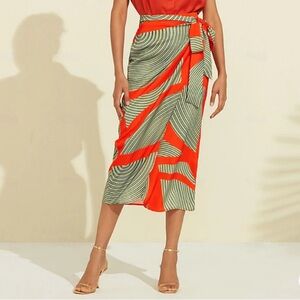 Adore Asymmetrical Skirt in Red and Green